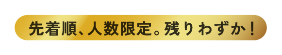 先着順、人数限定。残りわずか！