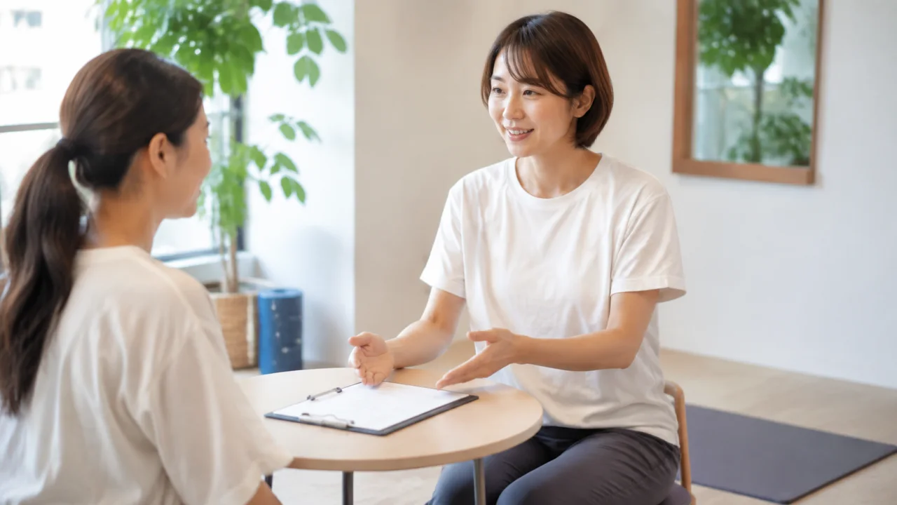 整体の通い方と予定を担当者へ相談する生成イメージ写真